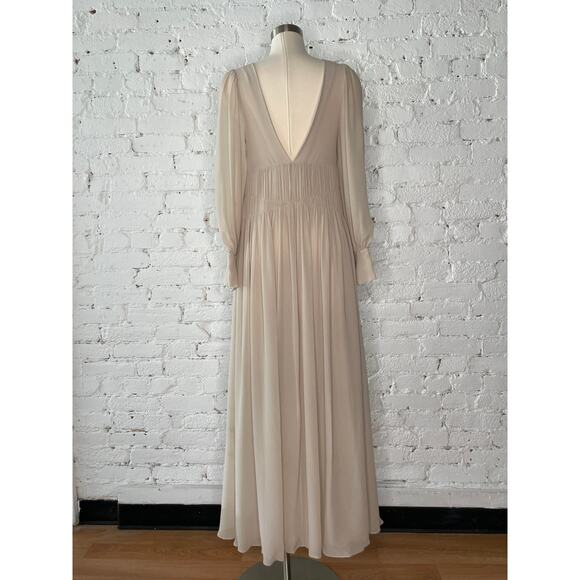 Couture Stella McCartney Carleigh Silk Georgette Maxi Dress Taupe 40 $2600 - Picture 8 of 12
